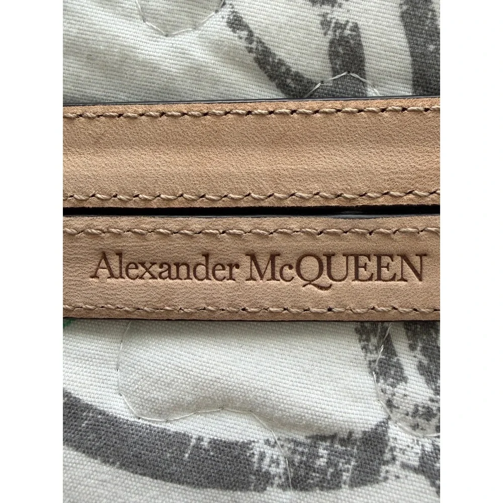 Auth Alexander McQueen Black Leather Double Wrap Belt Made in Italy Sz 75 NEW